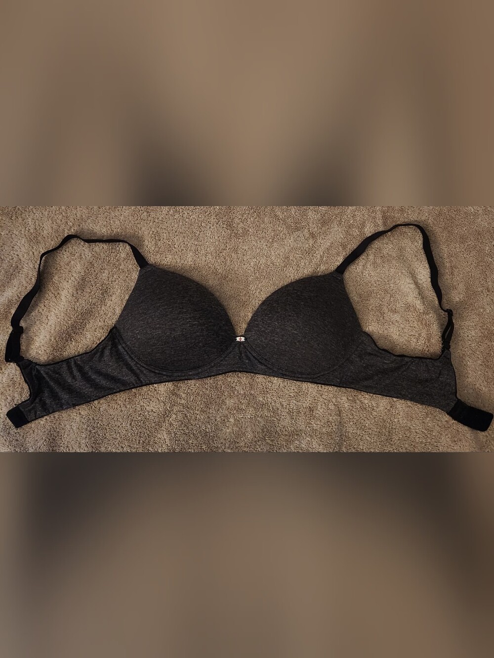 Lily of France Heathered Dark Gray T-Shirt Bra 36B